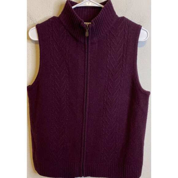 Pendleton 100% Lambs Wool Cable Knit Sweater Vest Zip Mock Neck MEDIUM Burgundy - Picture 1 of 3